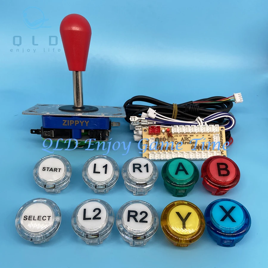 Arcade DIY Kit with USB Encoder, 1 Player Controller Kit, Raspberry Pi, Console Cabinet, Transparent Copy Sanwa Buttons Obsc-30
