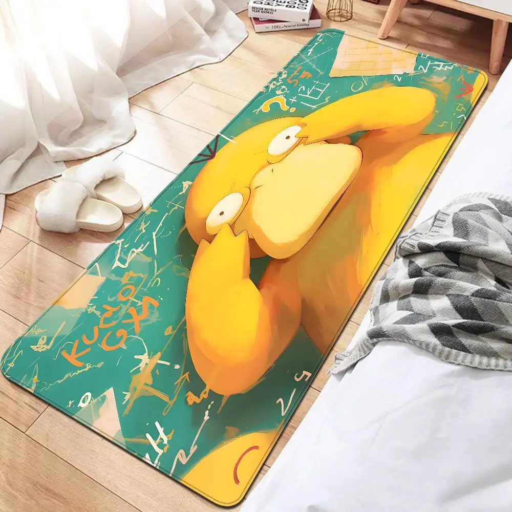Anime Character P-Psyduck Hallway Carpet Non-Slip Laundry Room Mat Laundry Decor Balcony Living Room Toilet Rug