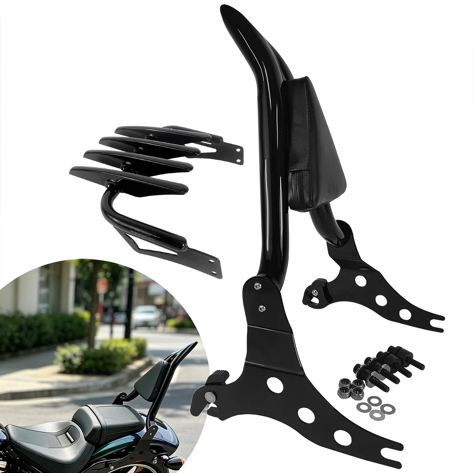 Motorcycles Rear Backrest Sissybar For Harley Fat Boy FLFBS 18-26 Breakout 13-26 Passenger Back Rest Sissy Bar & Luggage Rack