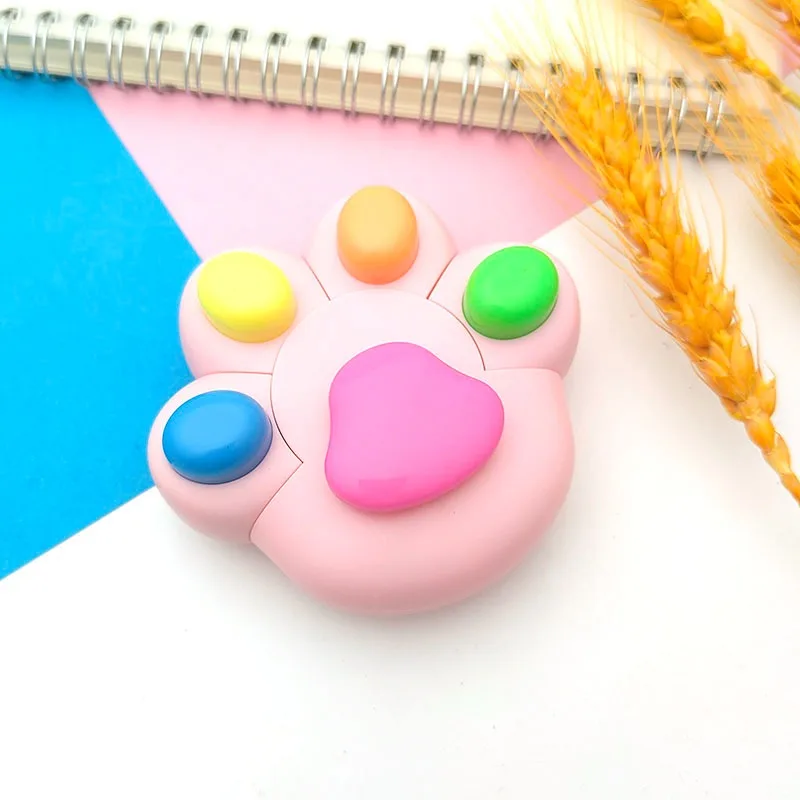 

New Cat-paw Highlighter Cute and Colorful Marker Student Key Point Marking Pen Animal-shaped Kawaii Office School Supplies