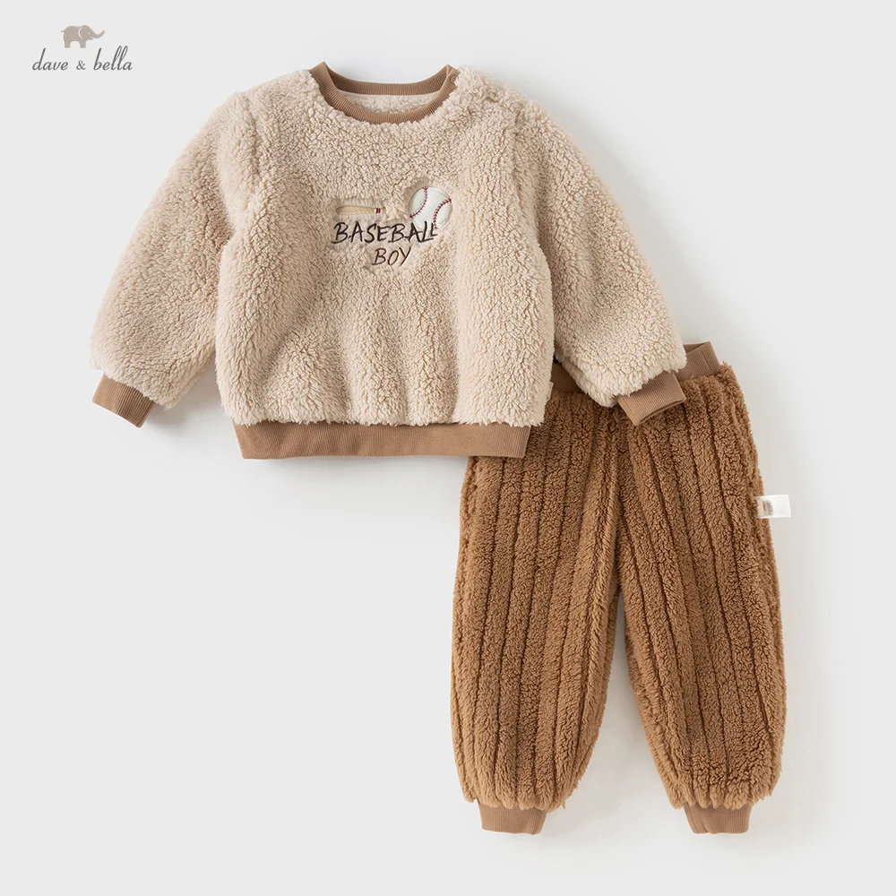 

Dave Bella Boys' Pajamas Autumn Winter Children's Fashion Warm Home Wear Set Top Pant Long Sleepwear Children Clothes DB4253709