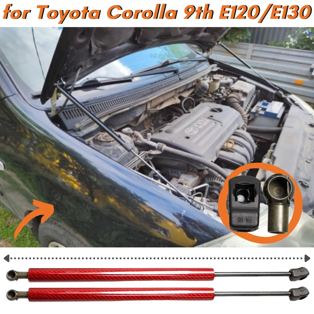 

9 Colors Carbon Fiber Bonnet Hood Gas Struts Springs Dampers for Toyota Corolla E120/E130 2000-2017 Lift Supports Shock Absorber