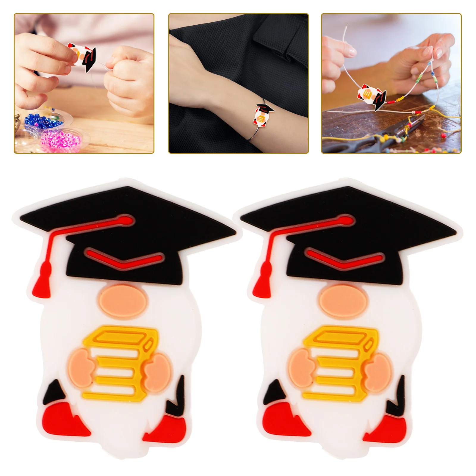 

20pcs Focal Silicone For Pen Making Graduation Themed Beads Diy Craft Accessories Durable Bright Color Unique Charms Spacer