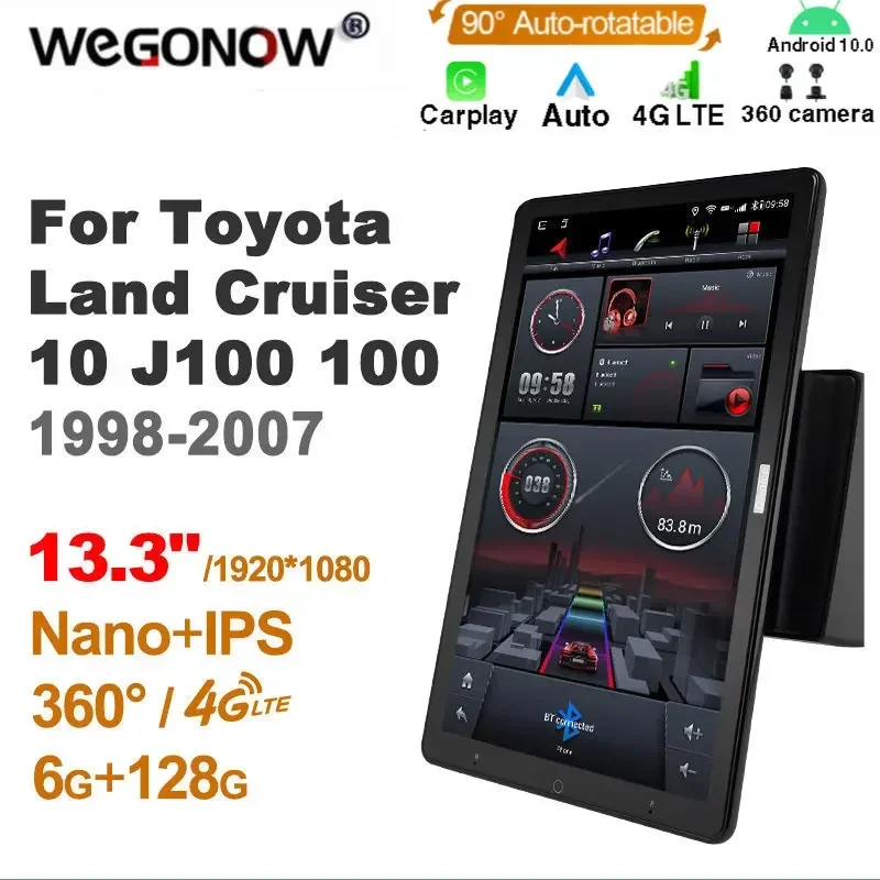 Rotatable 13.3'' Ownice Android 10.0 Car Multimedia for Toyota Land Cruiser 10 J100 100 1998-2007 Auto Radio Audio 4G LTE 360