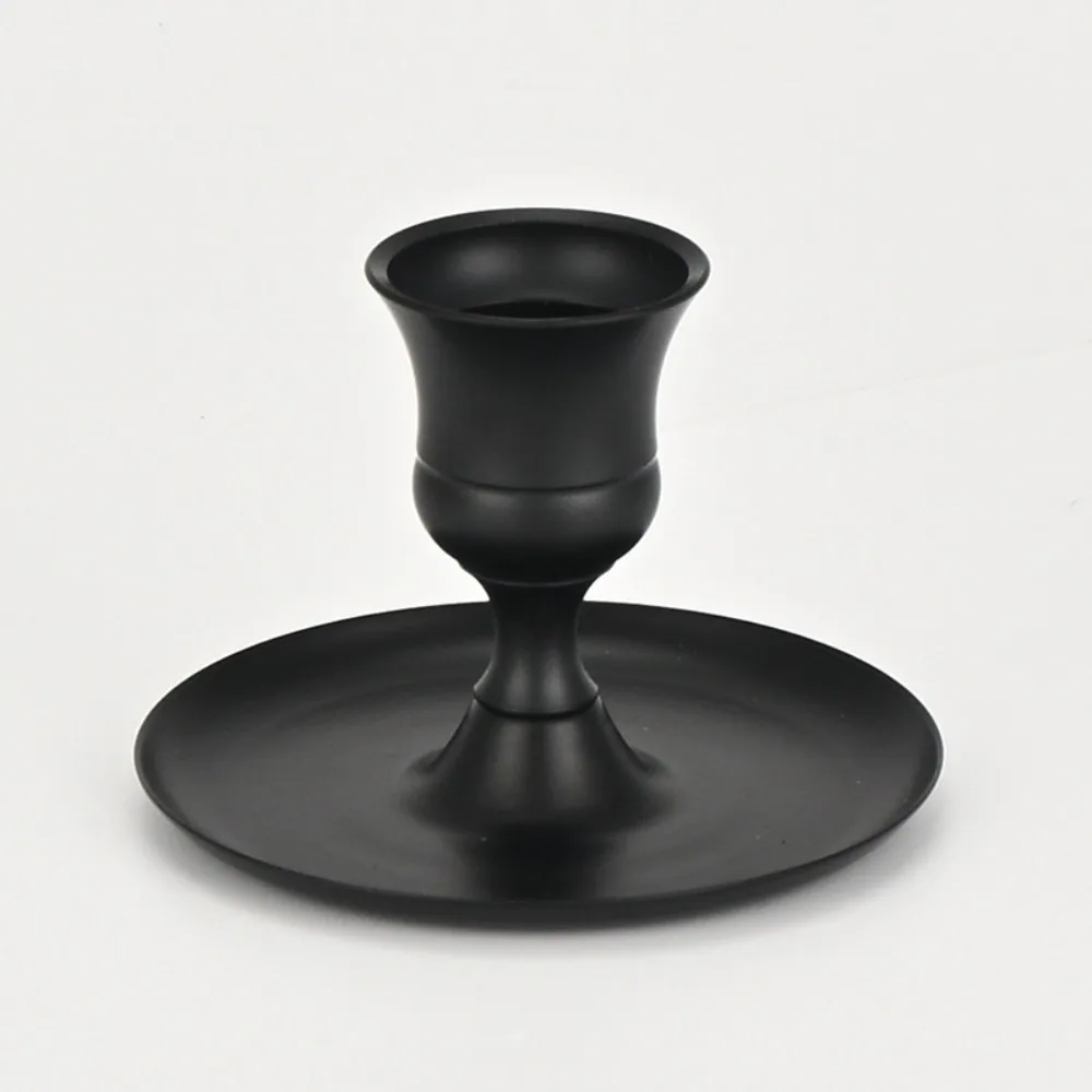Durable Matte Black Candlestick Holder Short Height Vintage Style Candle Holder Decor Candlestick Decor Home Decoration