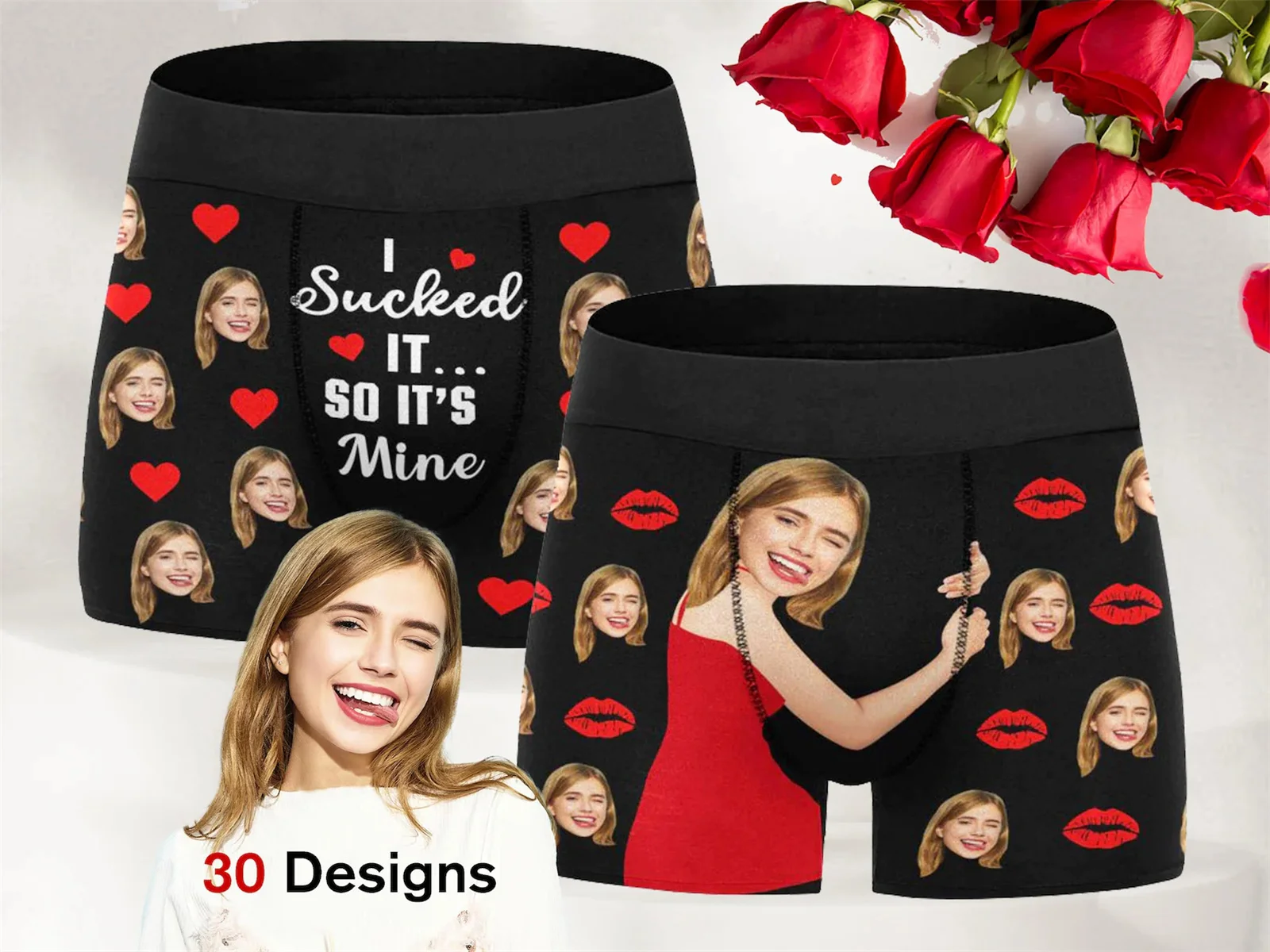 Custom Face Boxers with Name for Anniversary, Personalized Photo Underwear, Picture on Boxer Briefs, Photo Boxers for Men/Boyfri