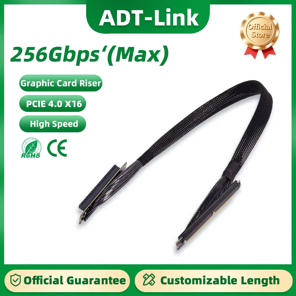 ADT-Link M33JM-TL Double Reverse PCIE 4.0 x16 Riser Graphic Card Cable 256Gbps GPU Adapter for A4 ITX RTX 4090 RX7900xt