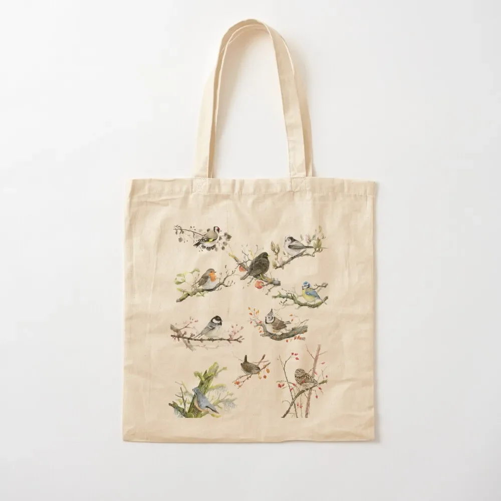 

Blue tit, blackbird, sparrow, robin, eagle owl, owl, owl, titmouse Tote Bag shopper bag women large tote bag shopper bags