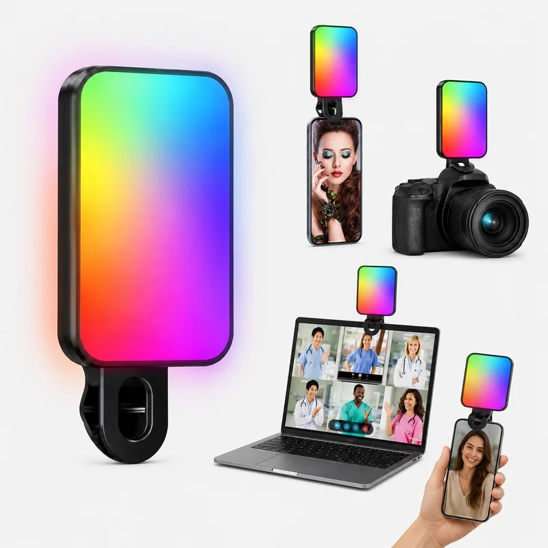 Mini RGB Video Light Phone Clip LED Fill Light Portable Pocket Photography Light for Selfie Vlog Live Streaming DY01