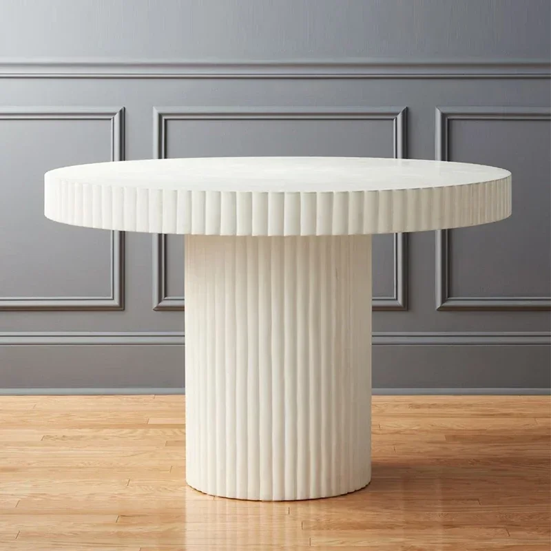 

Jianou American Designer Solid Wood Dining Table Light Luxury Living Room Villa Exhibition Hall Wooden round Table Coffee Table