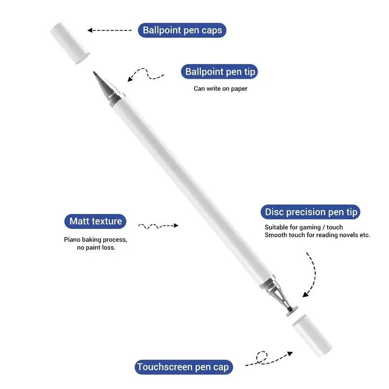 Stylet universel 2 en 1 pour écran tactile, pour tous les iPad, iPhone, Huawei, Android, Xiaomi, 1 pièce