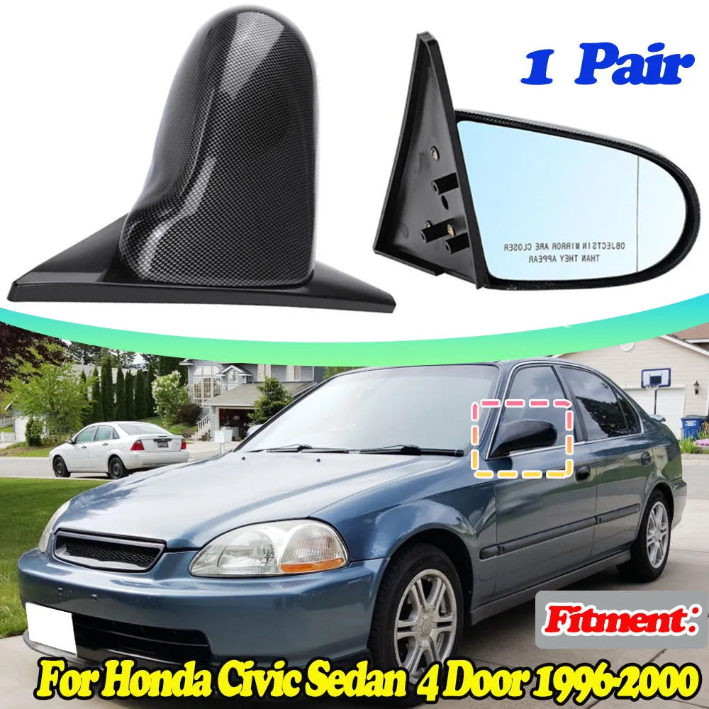 For Honda 2pcs Spoon Style Manual Adjustable RearView Mirror Cover For Civic 4Dr Sedan 1996 to 2000 Side View Mirror Cap Parts