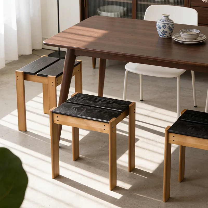 

Household small stool Living room dining table stool can be stored Stacked round stool Simple thickened spare board stool