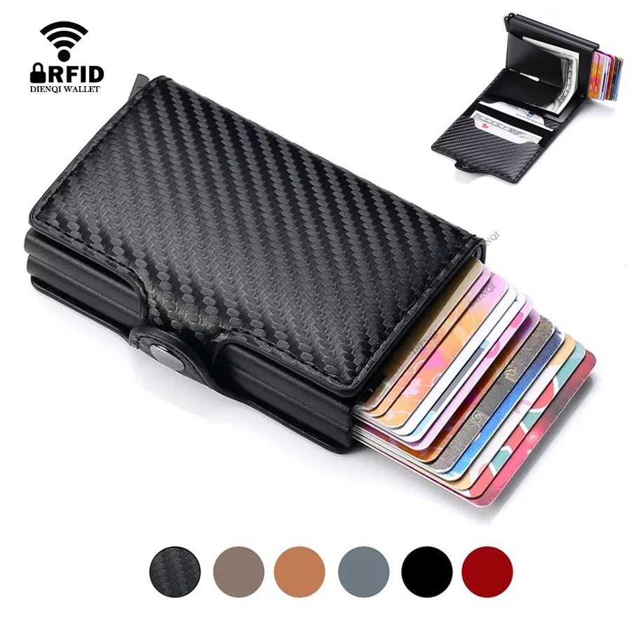 

Anti Rfid Carbon Fiber Credit Card Holder Mens 14 Bank Cardholder Case Wallet Metal Minimalist Wallet Money Bag Male Purses