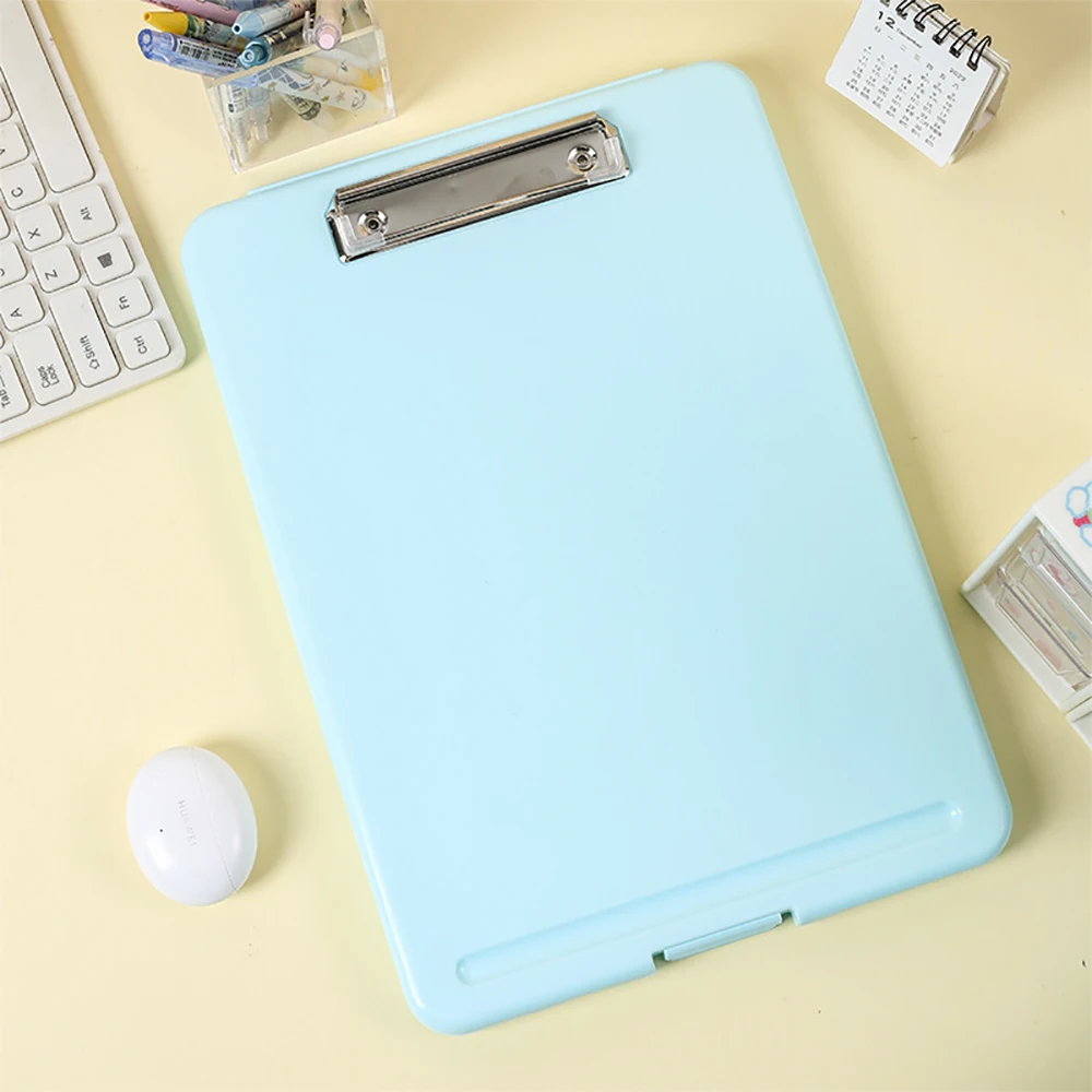 A4 Plastic Storage Clipboard Document File Folders Writing Pad Clipboard Organizer Box School Office Stationary Supplies