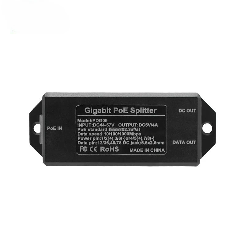 48V To 5V4A Gigabit POE Injector Type-C IEEE802.3AF/AT PoE Adapter for IP Camera