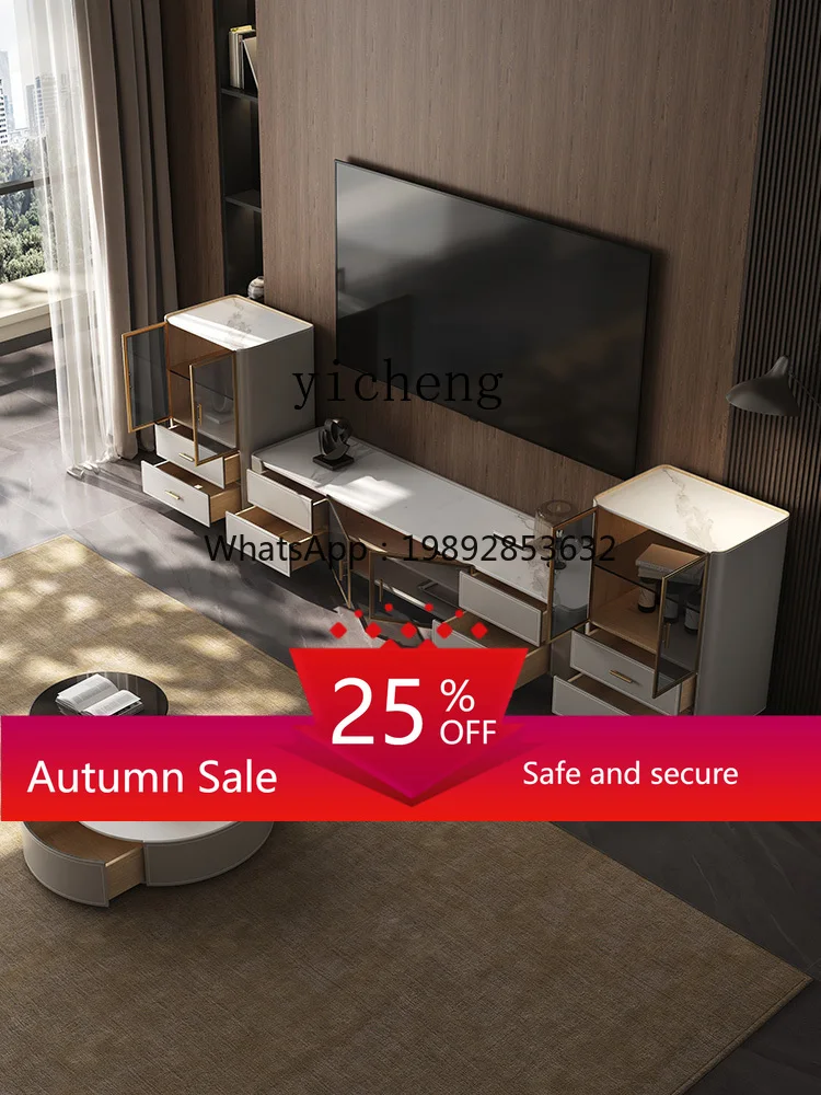 

Combination master bedroom floor light luxury rock slab modern simple coffee table TV cabinet