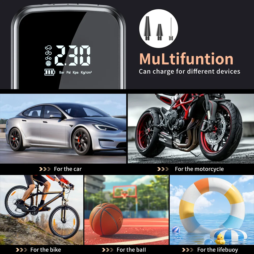 YIJU المحمولة سيارة مضخة هواء مضخة نفخ الإطارات الكهربائية ذكي شاشة ديجيتال آلات الغازات الإطارات دراجة نارية ضاغط الهواء