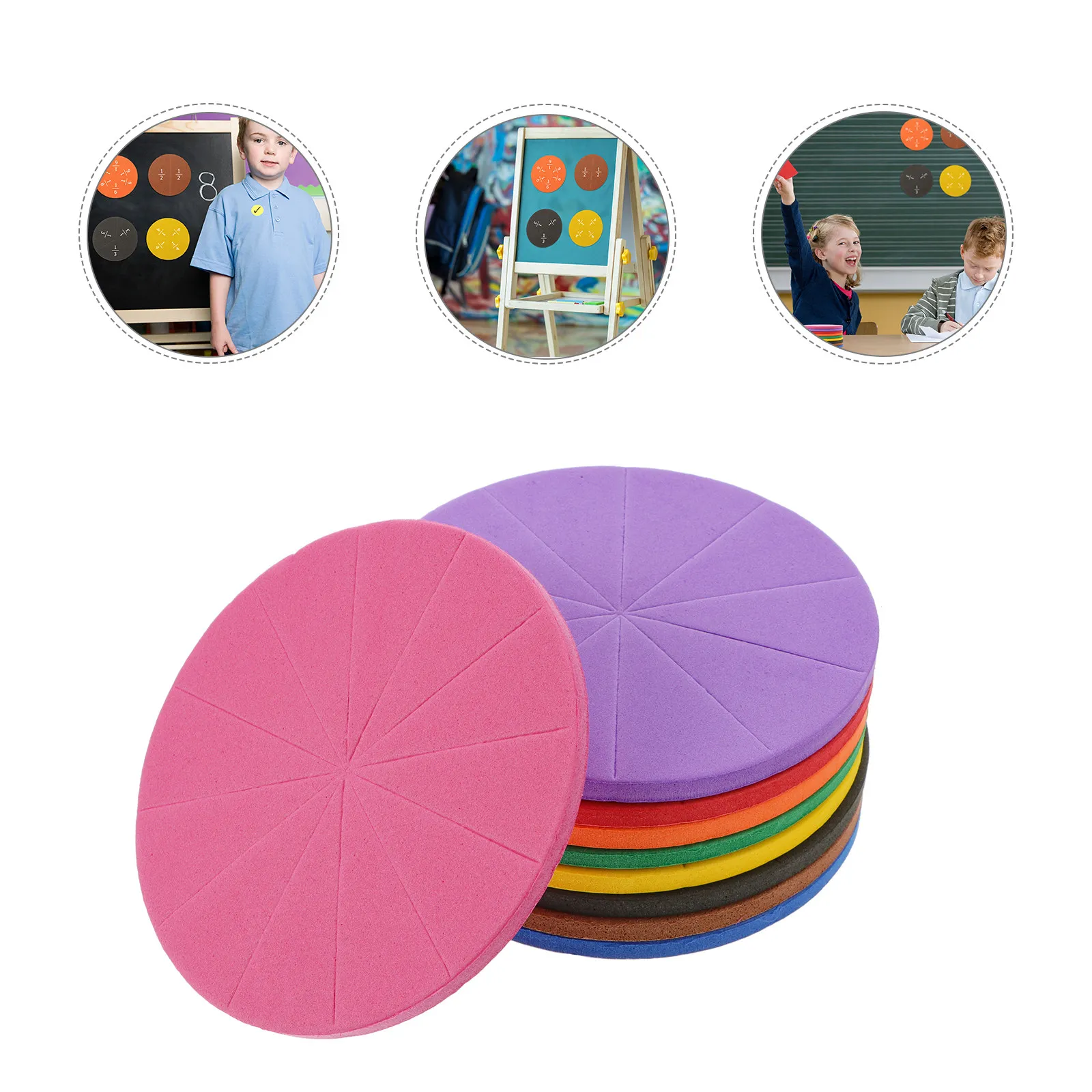 

1Set Fraction Demonstrator Eva Circles Colorful Fraction Learning Tray Educational Math Teaching Aid for Early