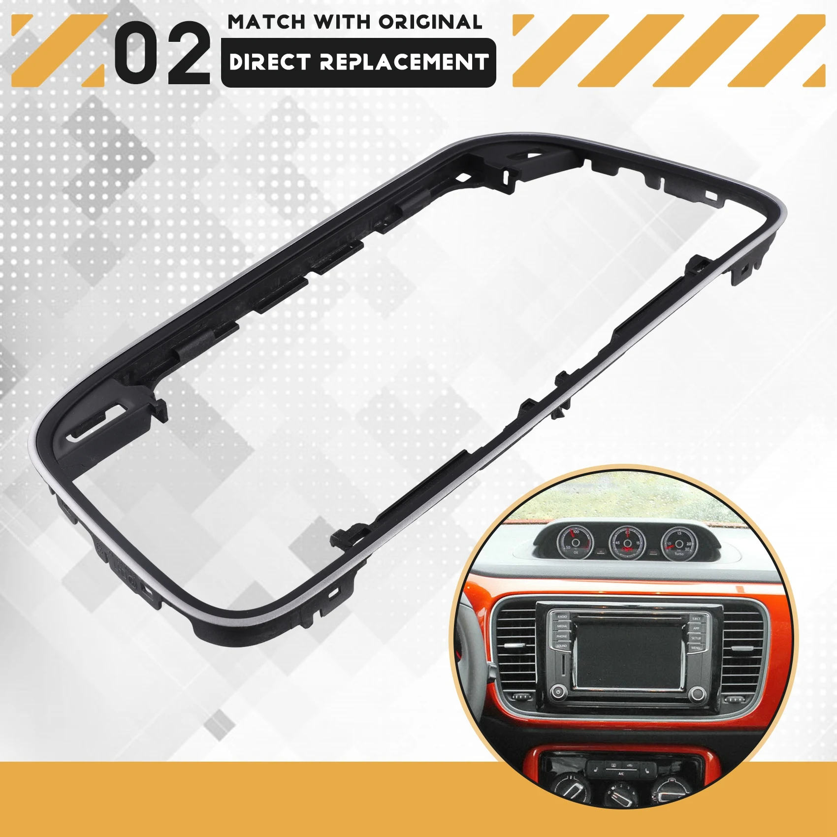 

For VW Beetle 2012-2019 Dashboard Center Air AC Vent Frame Chrome Bracket Instrument Panel Trim Cover 5C1858069G Car Part