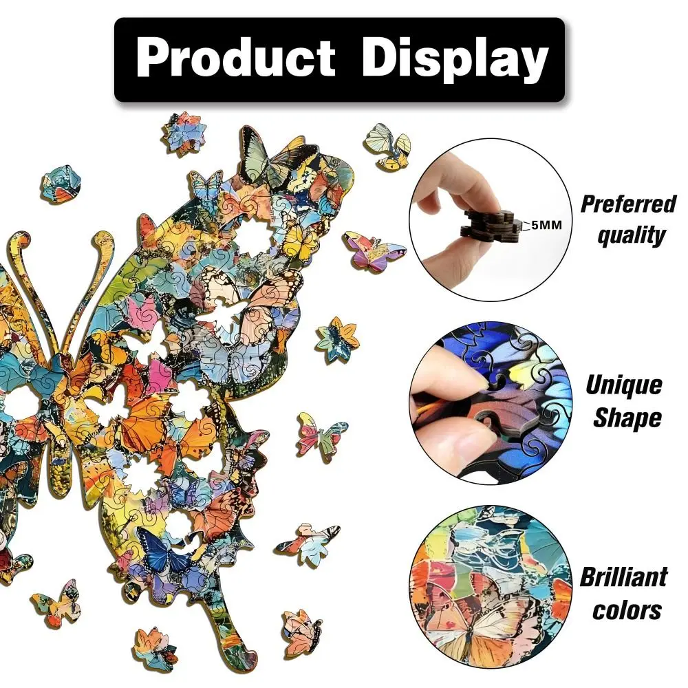 

118/162-piece Morandi-colored Butterfly-shaped Puzzle Macaron Color Butterfly Puzzle Ornaments Cut Butterfly Pieces