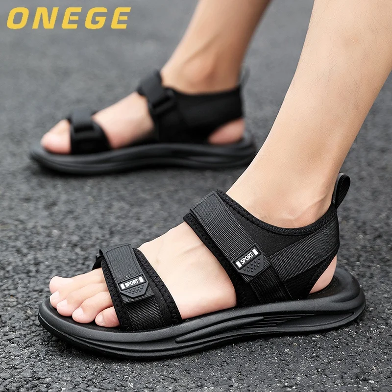 

Пара летних новых мужских сандалий, мужская нескользящая модная пляжная обувь, износостойкая повседневная обувь, износостойкая спортивная обувь