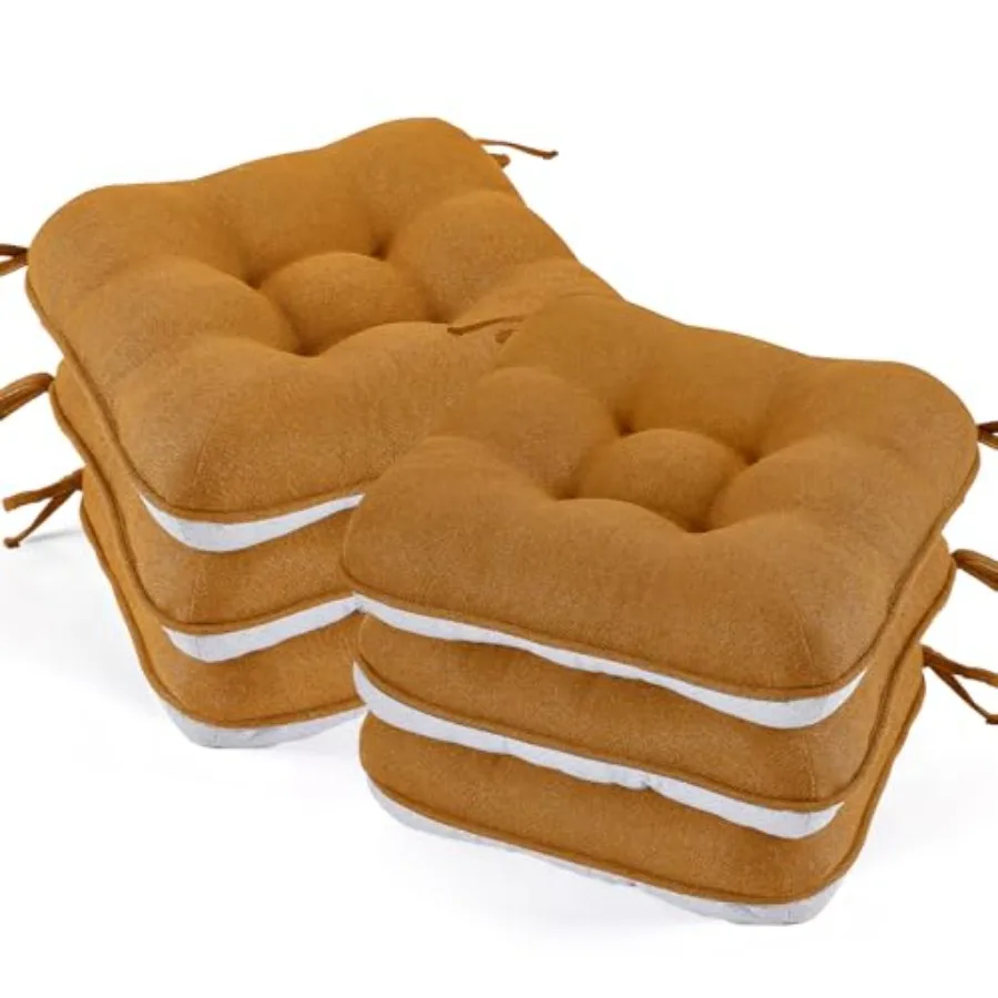 

Chair Cushions for Dining Chairs Set of 63.5 Thick Kitchen Table Chair Pads with Ties Non Slip Backing and Covers Seat Cushion