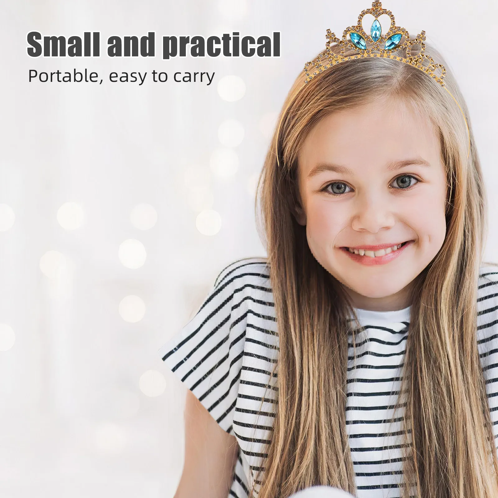 5Pcs Kids Princess Crown Hairbands Delicate Ironwork Birthday Party Headwear Little Girl Rhinestone Tiara Headbands for Dress-Up - view 4