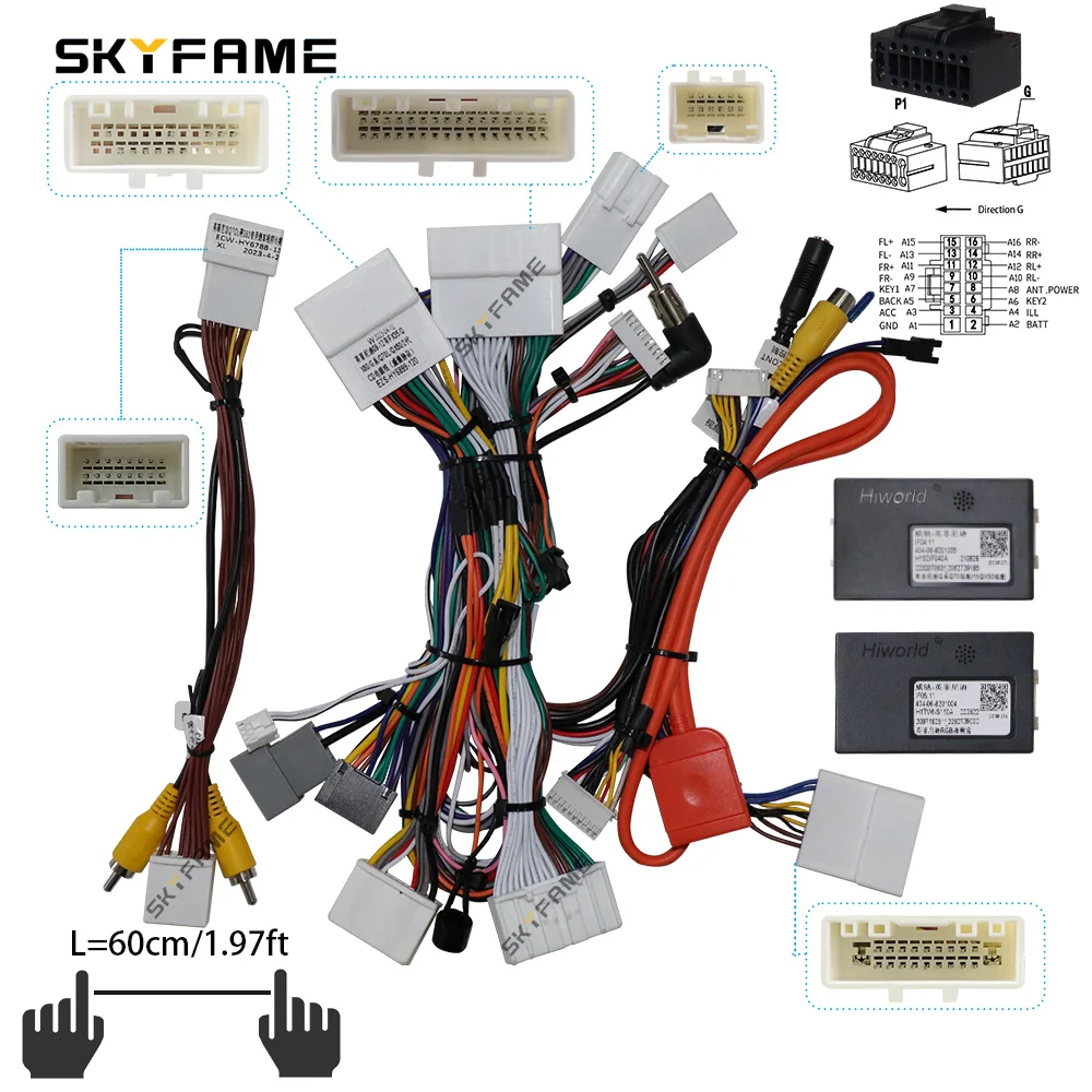 SKYFAME-Carro Canbus Box Cablagem Adaptador, Decodificador, Rádio Android, Cabo de alimentação, Infiniti QX60, Q70, Q70L, 16Pin