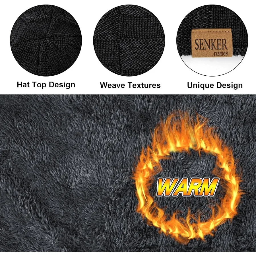 Zimowy zestaw czapka, szalik i rękawiczki dla kobiet i mężczyzn, luźna czapka beanie, ocieplacz na szyję, rękawiczki dotykowe do ekranów do użytku na zewnątrz w chłodne dni.