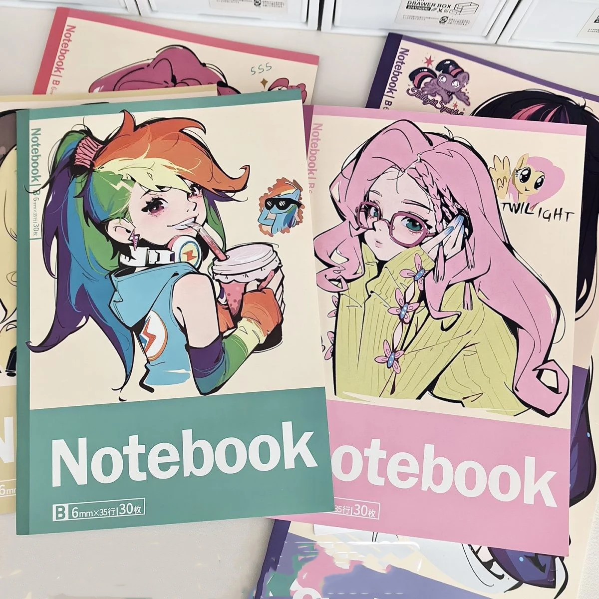 Kawaii Anime My Little Pony Applejack Pinkie Pie Sweet Notebooks Cute Cartoon Rainbow Dash Fluttershy Lovely Notepad Girls