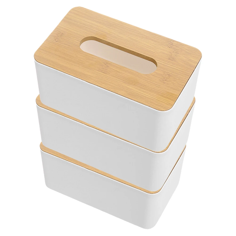 

3 Pcs Tissue Box Rectangle Large Capacity Tissue Box Cover Office Bathroom Paper Holder Storage Cases