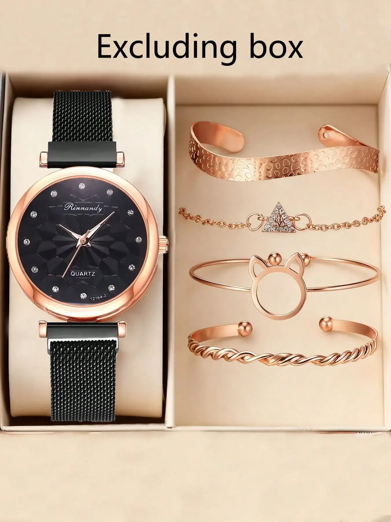 

Набор браслетов для часов с кошачьими ушками (в форме парового хлеба в форме кошачьих ушей), набор браслетов с магнитной застежкой и сетчатым ремешком для часов