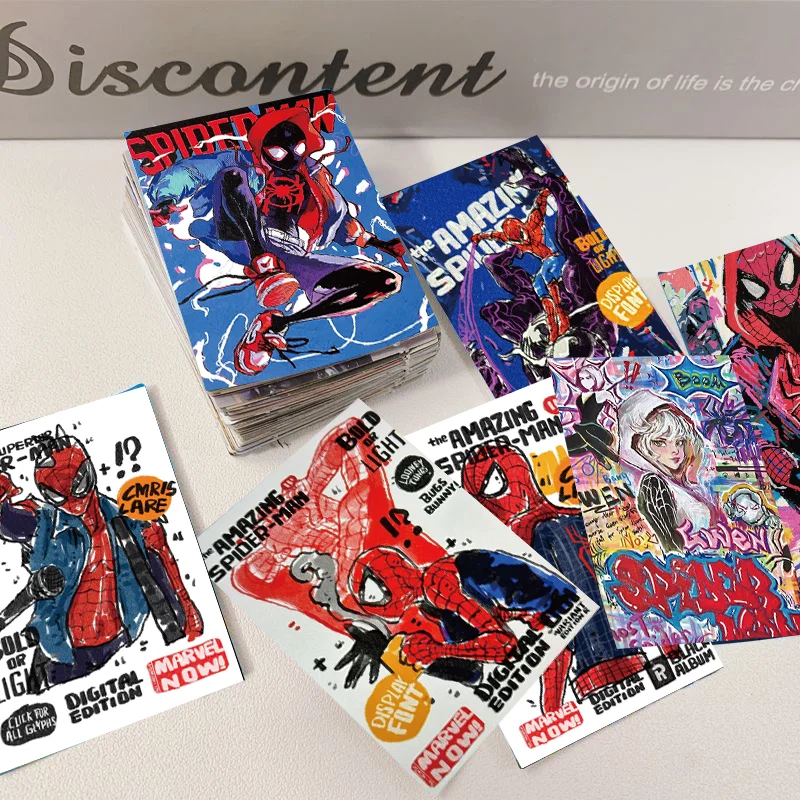 64pcs Marvel Spider-Man Gwen Miles Morales Anime Cartoon Hand-painted Graffiti Stickers Cool Waterproof Decorative Stickers Toy