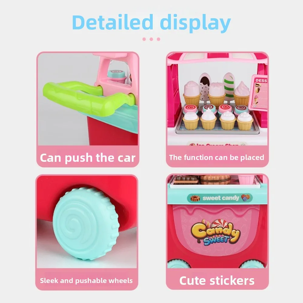 24 pièces magasin chariot crème glacée bonbons chariot jouet pushable bricolage enfants semblant jouer jouets amovible chariot de rangement