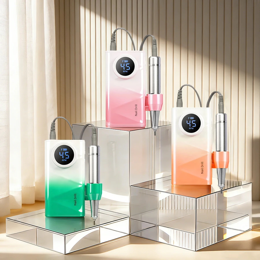 

Rechargeable High Speed 45000 Rpm Nail Art Cordless Portable Nail Drill Machine With 4500mah Battery Salon Home Use For Gifts