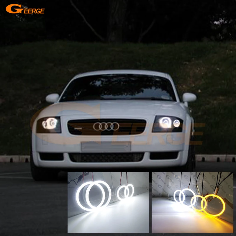 For Audi TT MK1 8N 1998 - 2003 2004 2005 2006 Ultra Bright A/W Switchback Day Light Turn Signal SMD LED Angel Eyes Halo Rings