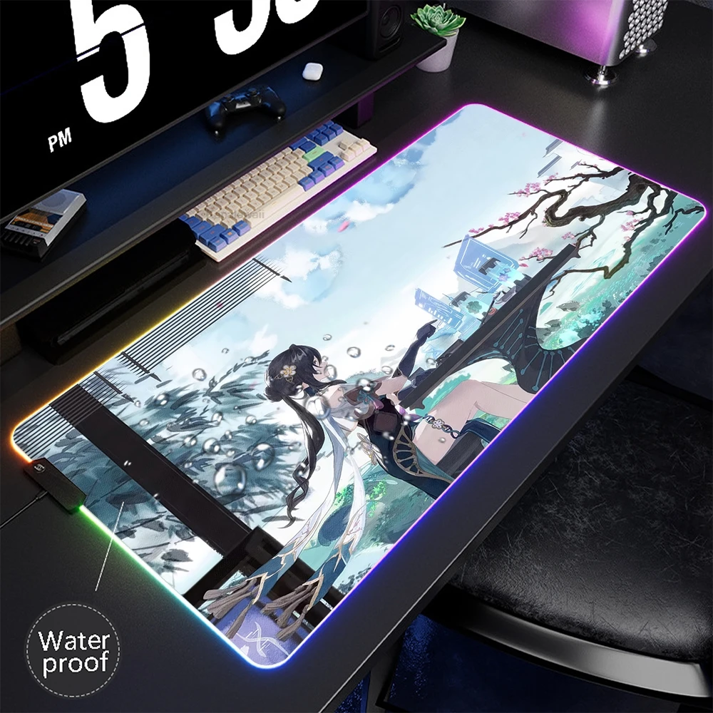 

Game Honkai Star Rail Mousepad Gaming Mouse Pad RGB LED Gamer Rubber Mat Computer Deskmat Keyboard Pads Waterproof Table Mats