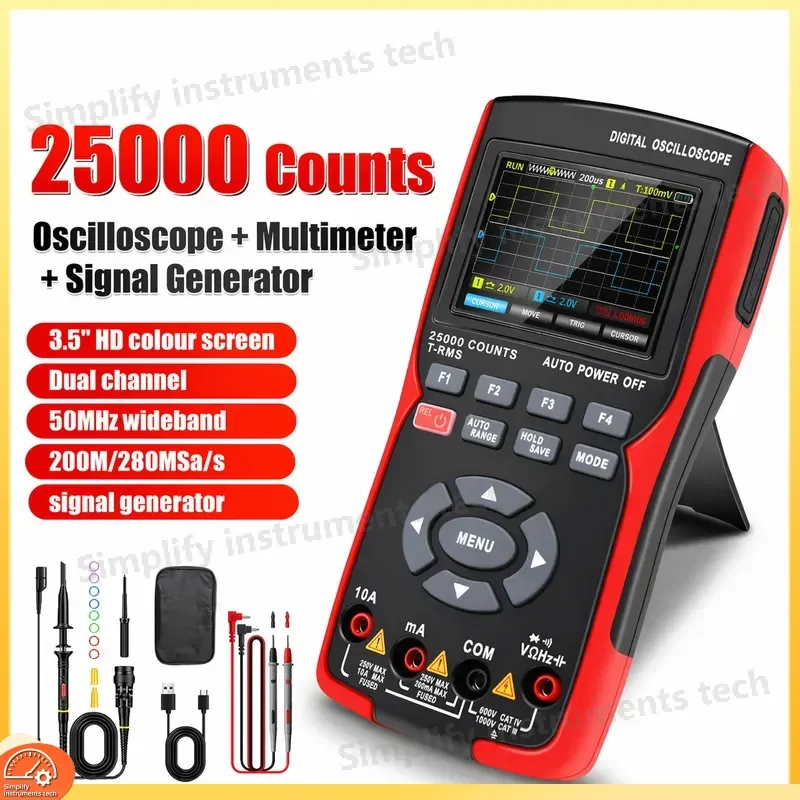 ZT703S Triple Function Oscilloscope Multimeter Signal Generator Dual Channel 50MHz High Precision Digital Oscilloscope for