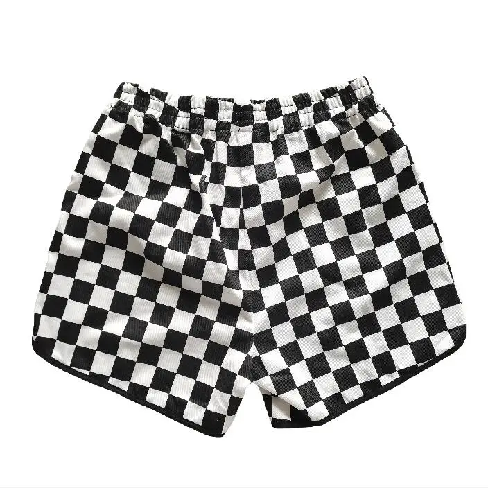 Women Checkerboard Side Split Plaid Shorts Loose Plus Size S-XXL Short Pants Summer Contrast Casual Shorts Femme Punk Cortos