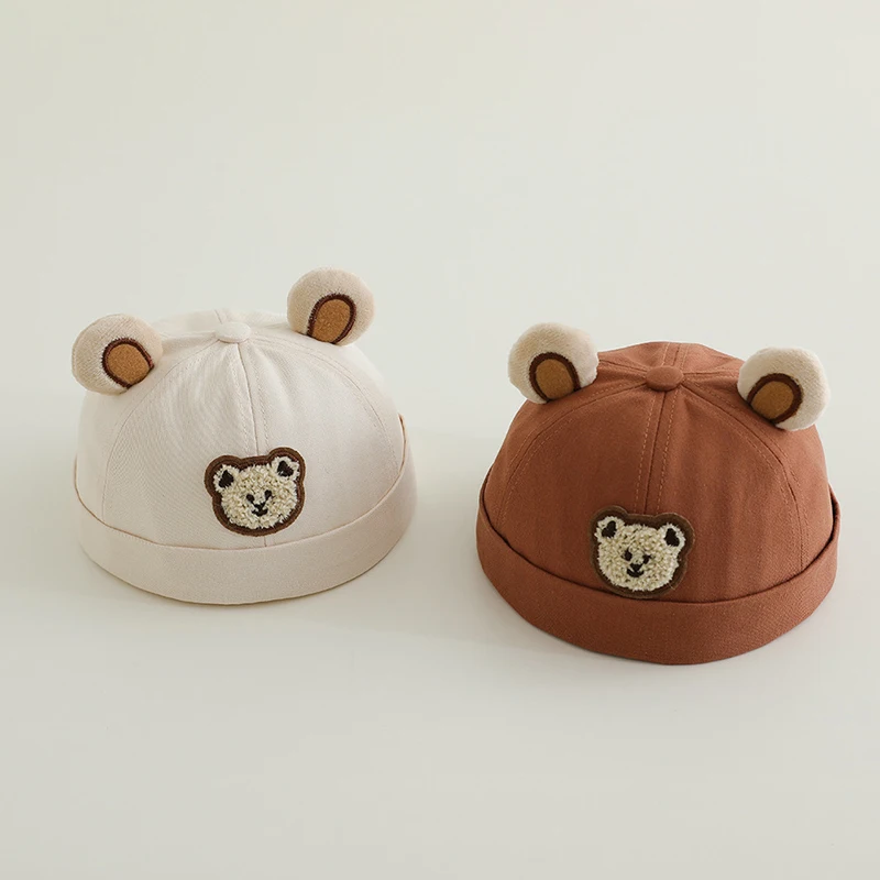 หมีน่ารักเด็ก Brimless หมวกการ์ตูนเด็กวัยหัดเดินโดม Melon หมวก 1-3 ปีเด็กหญิงฝ้ายหมวก Bonnet ฤดูใบไม้ผลิเด็ก Docker หมวก