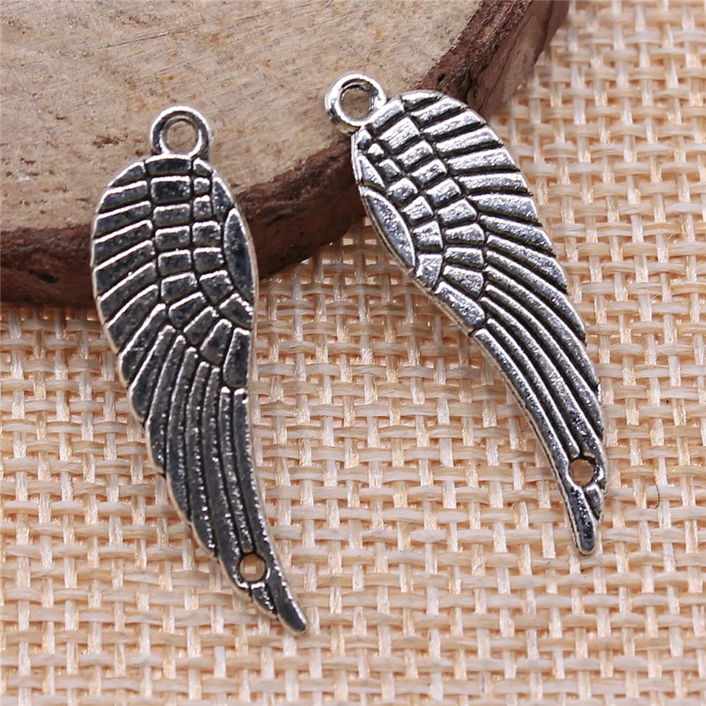 WYSIWYG 10pcs 30x9mm Wing Pendants Antique Silver Color For Making Jewelry Wing Charms Wing Pendants Charms