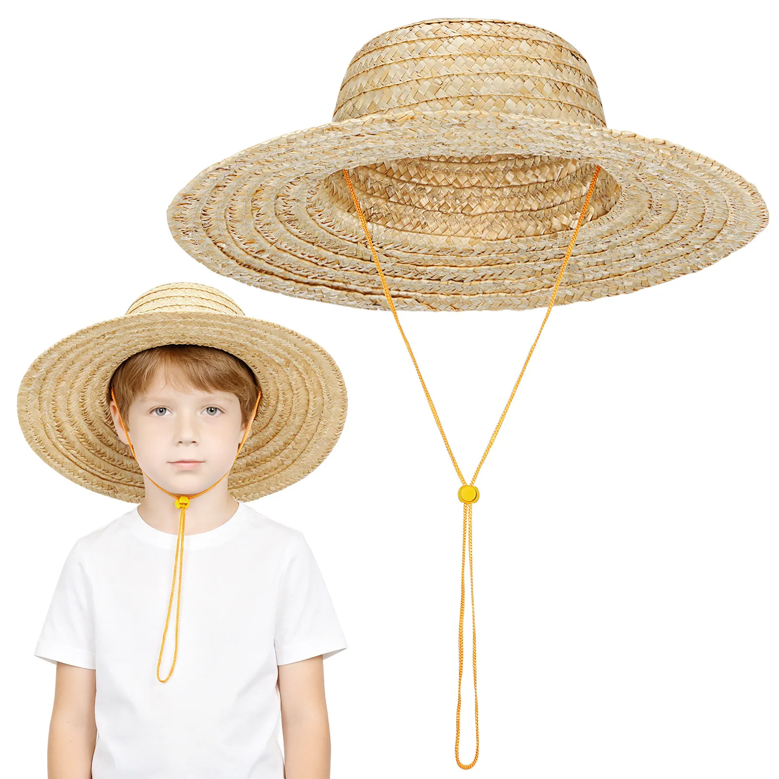 Sun Hat Wide Brim - Kids Woven Straw Sun Hat for