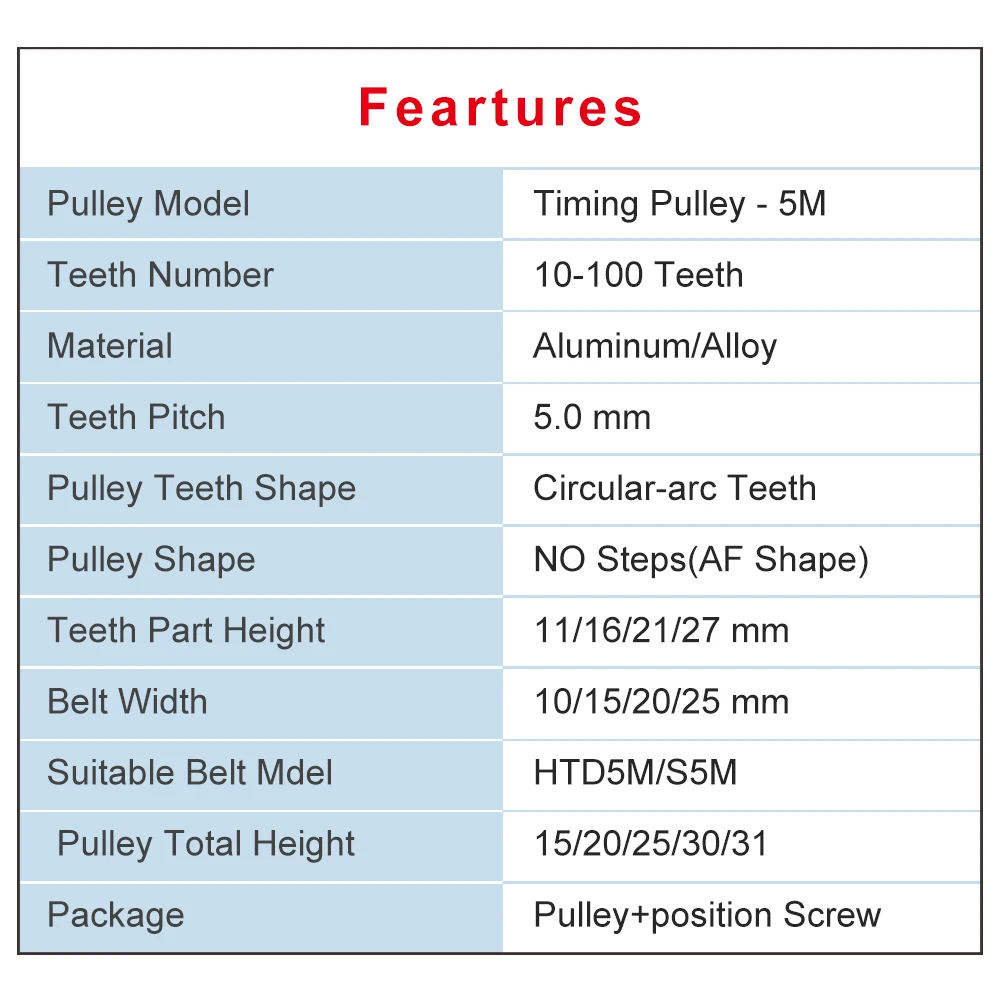 26T 5 メートルタイミングプーリー円弧歯 AF 形状ボア 8-20 ミリメートル電気モーター合金プーリーホイール 26 歯 10/15/20/25 ミリメートルベルト幅