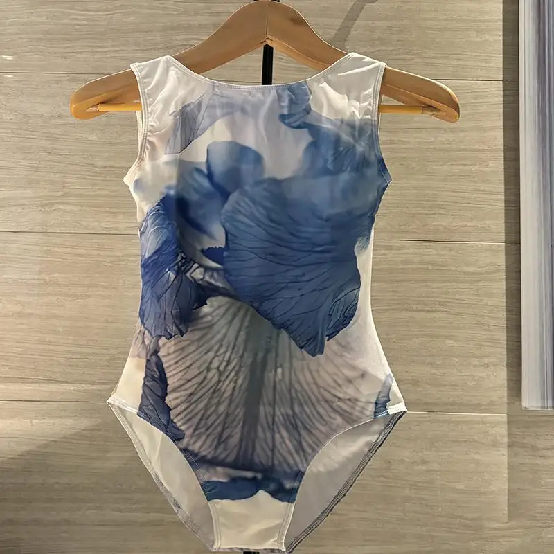 

adult gorgeous ballet leotards printed flower sleeveless yoga clothes for women ballerina girls swan lake dance costume