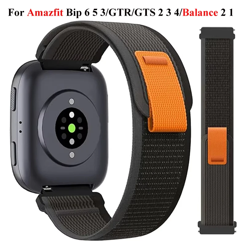 20mm 22mm Trail Loop For Amazfit Bip 6 5 3/GTR/GTS 2 3 4 mini/Balance 2 Sport Band For Amazfit Active 2 Square/Cheetah Round-Pro