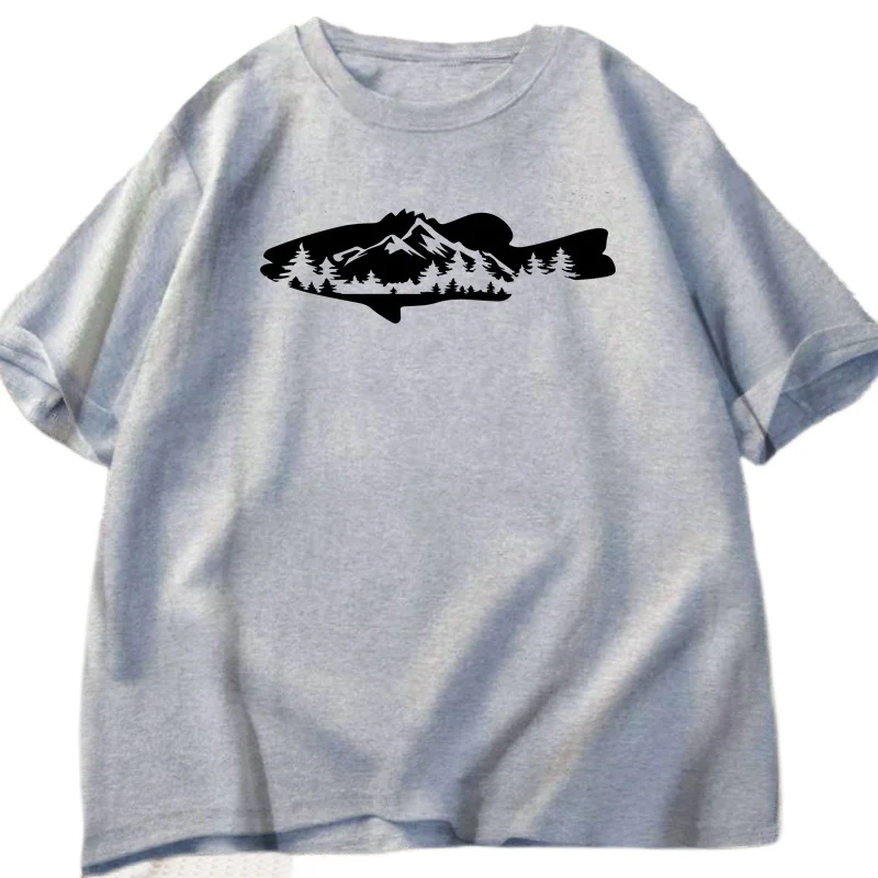 

Футболка для рыбалки Футболка с рыбой и лесом Мужские футболки с рыбками Футболки с коротким рукавом и круглым вырезом Мужская одежда Уличная летняя одежда