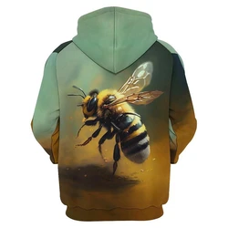 Cute Bee Pattern Hoodies Fashion Spring Autumn Mens Kids Funny 3D Printed Long Sleeve Hoodie Casual Oversized Harajuku Pullovers