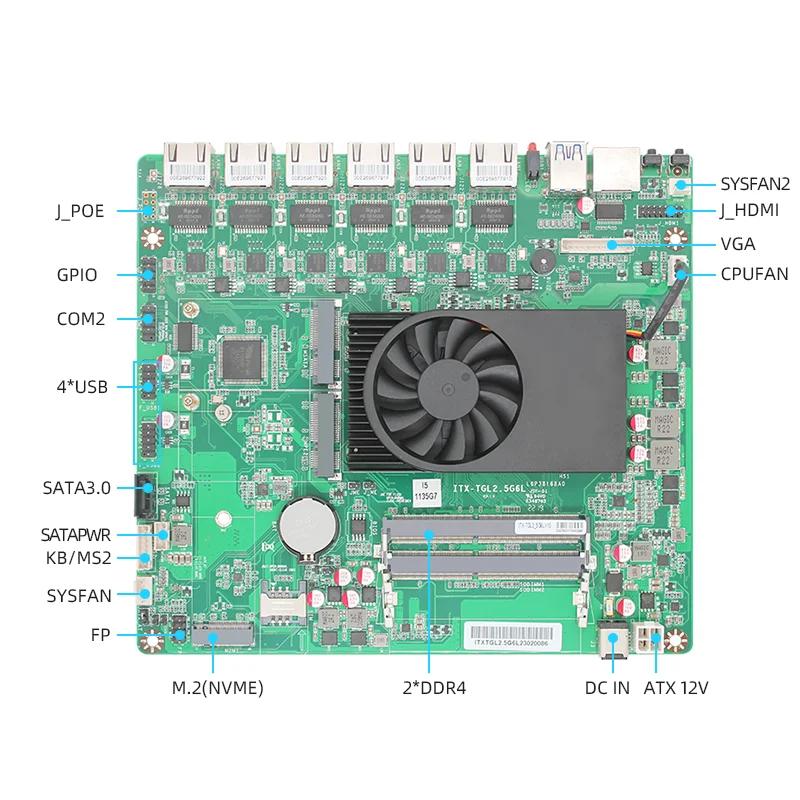 For Mingwei I5 1135G7/i7 1165G7 Network Security Soft Routing Firewall Industrial Control Main Board 6 2.5G Network Ports