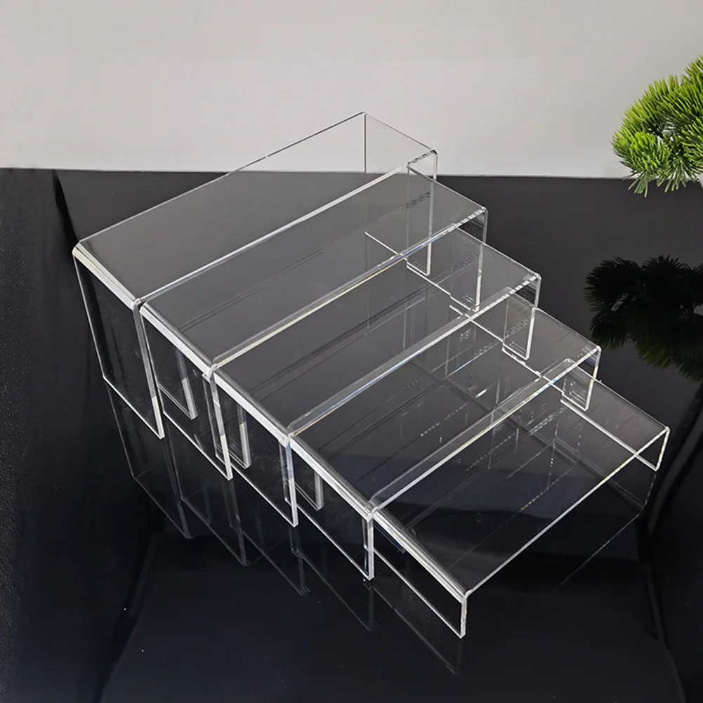 Rectangular Acrylic Display Stand Shelf Transparent Acrylic Riser Display Stand Multi-Level Shelf Organizer For Toy Cupcake Food